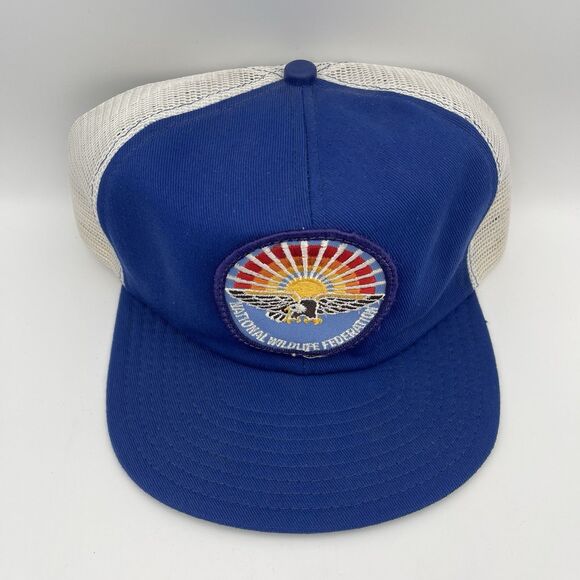 Vintage National Wildlife Federation Hat Bald Eagle Patch Cap Snapback USA - Picture 3 of 14